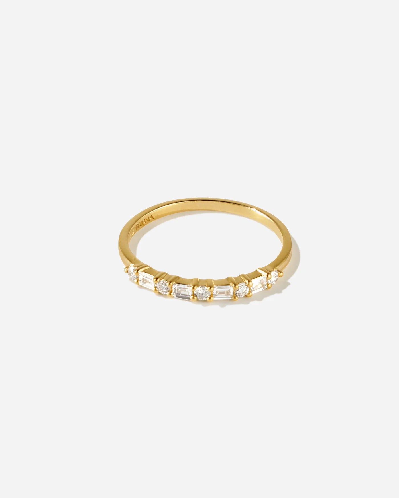 Éternité 14K Gold Ring with Baguette and Round Lab-Grown Diamonds by Handiora