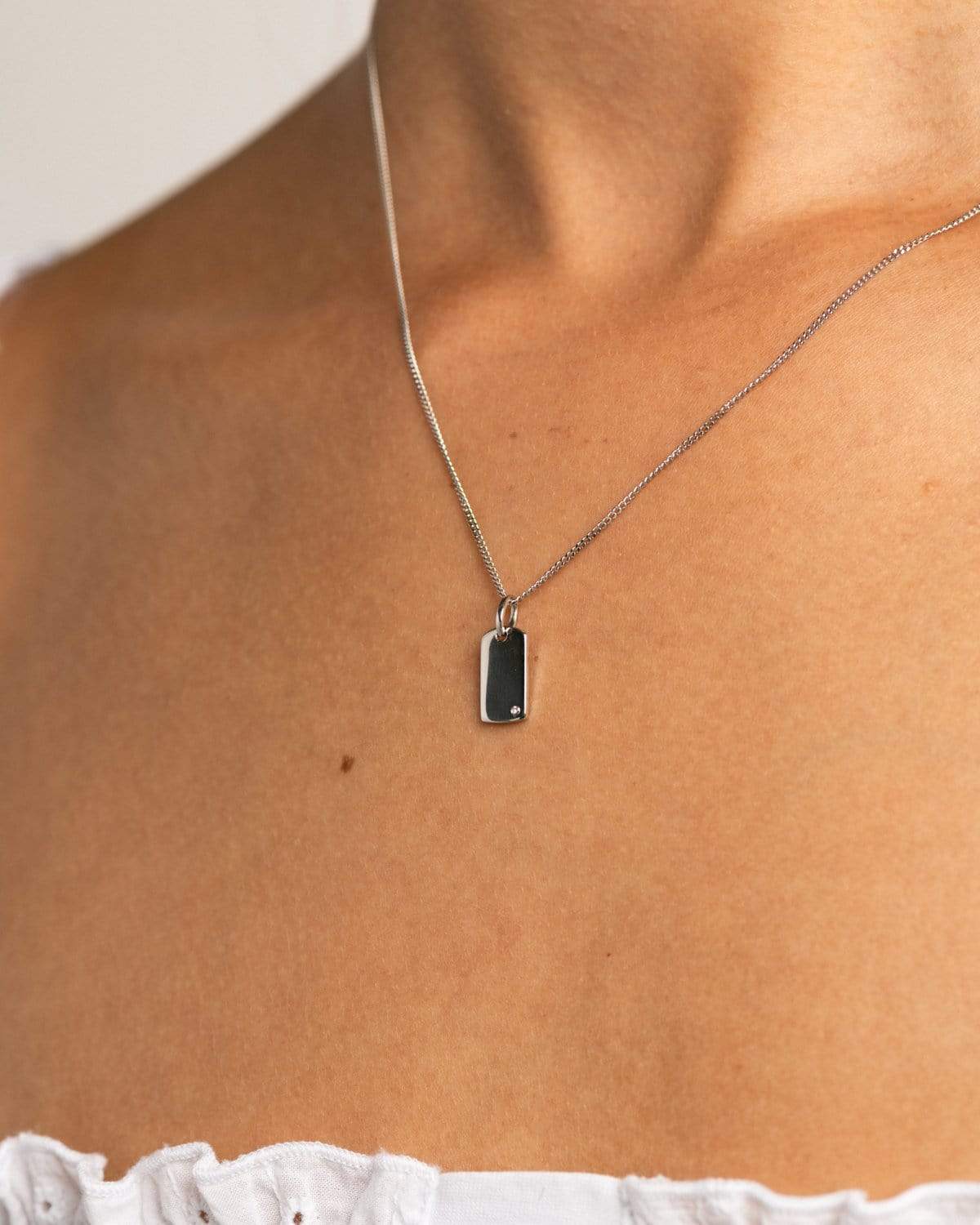 Florence Mini White Topaz Reversible Necklace in 925 Sterling Silver by Handiora
