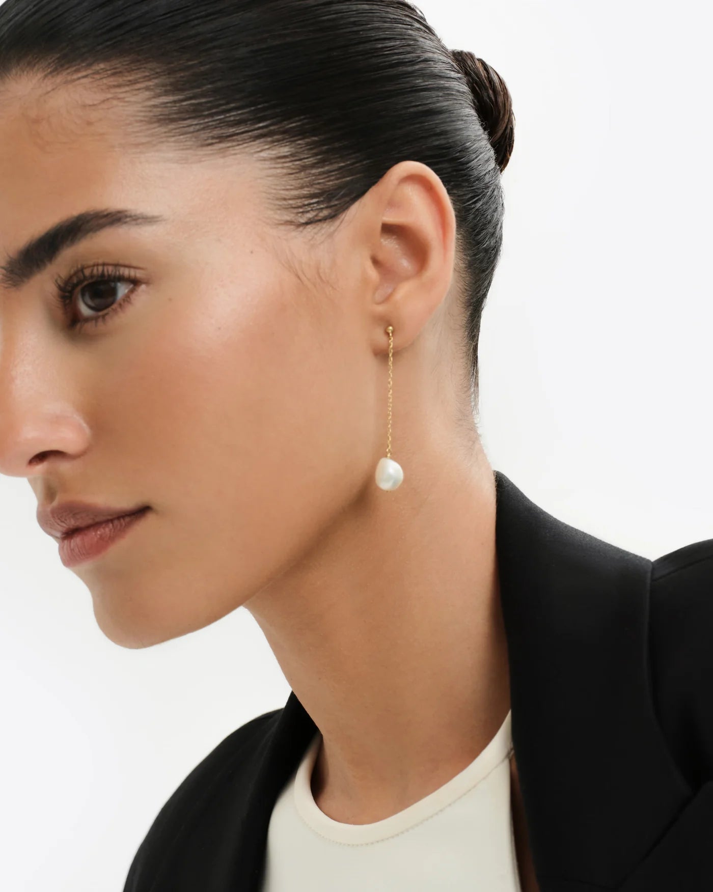 Toulon Rope Chain Drop Earrings with Freshwater Pearls in 18K Gold Vermeil by Handiora