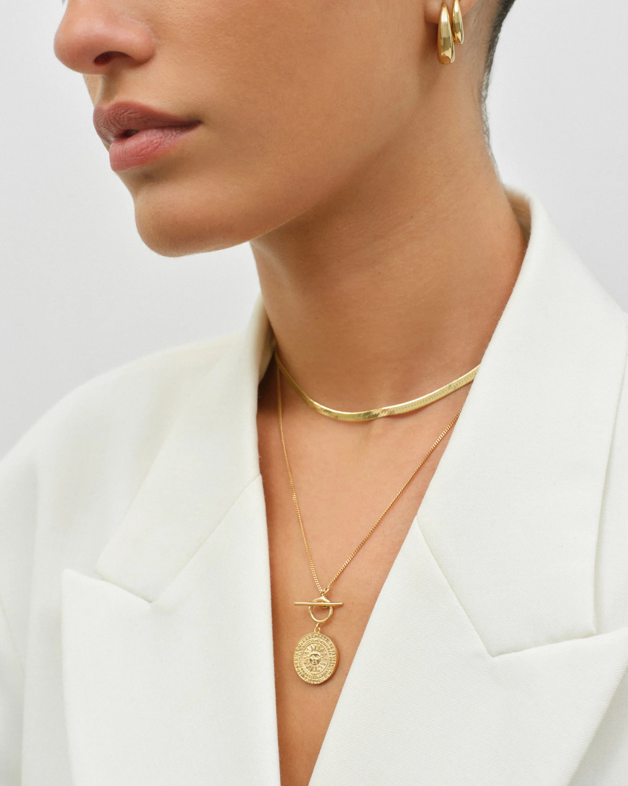 Vici Layering Set with Monti Choker and Venice Coin Necklace in 18K Gold Vermeil by Handiora