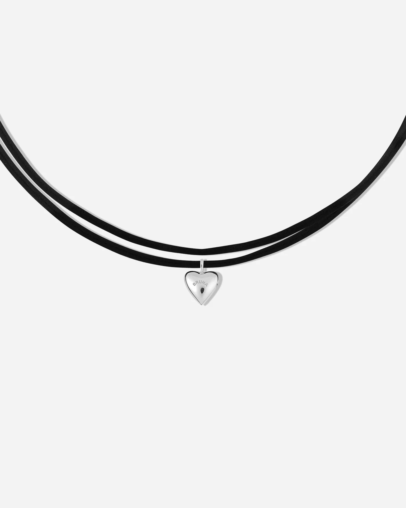 Amore Versatile Velvet Cord 925 Sterling Silver Heart Pendant Necklace by Handiora