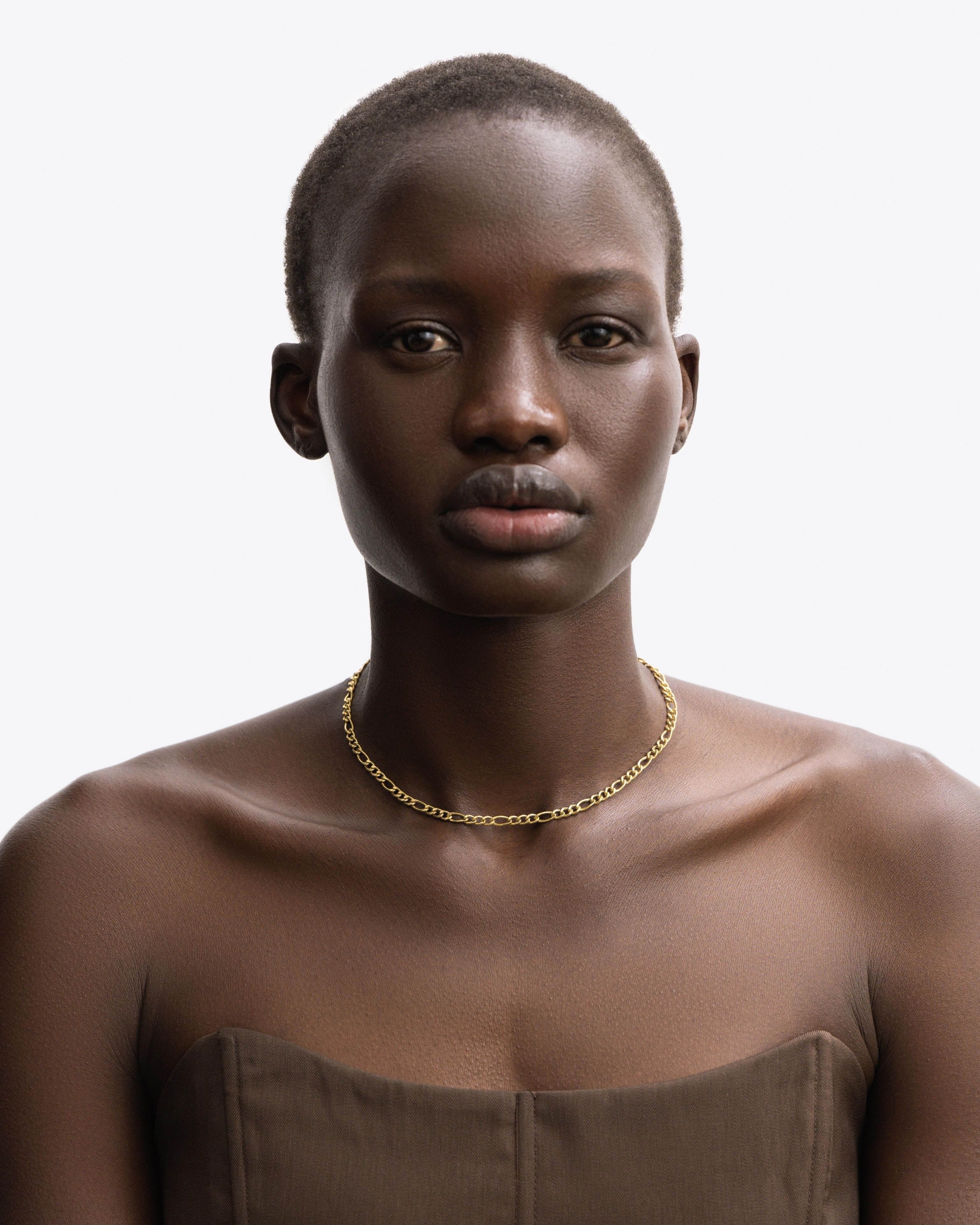 Monte Carlo Figaro Chain Choker Necklace in 18K Gold Vermeil by Handiora