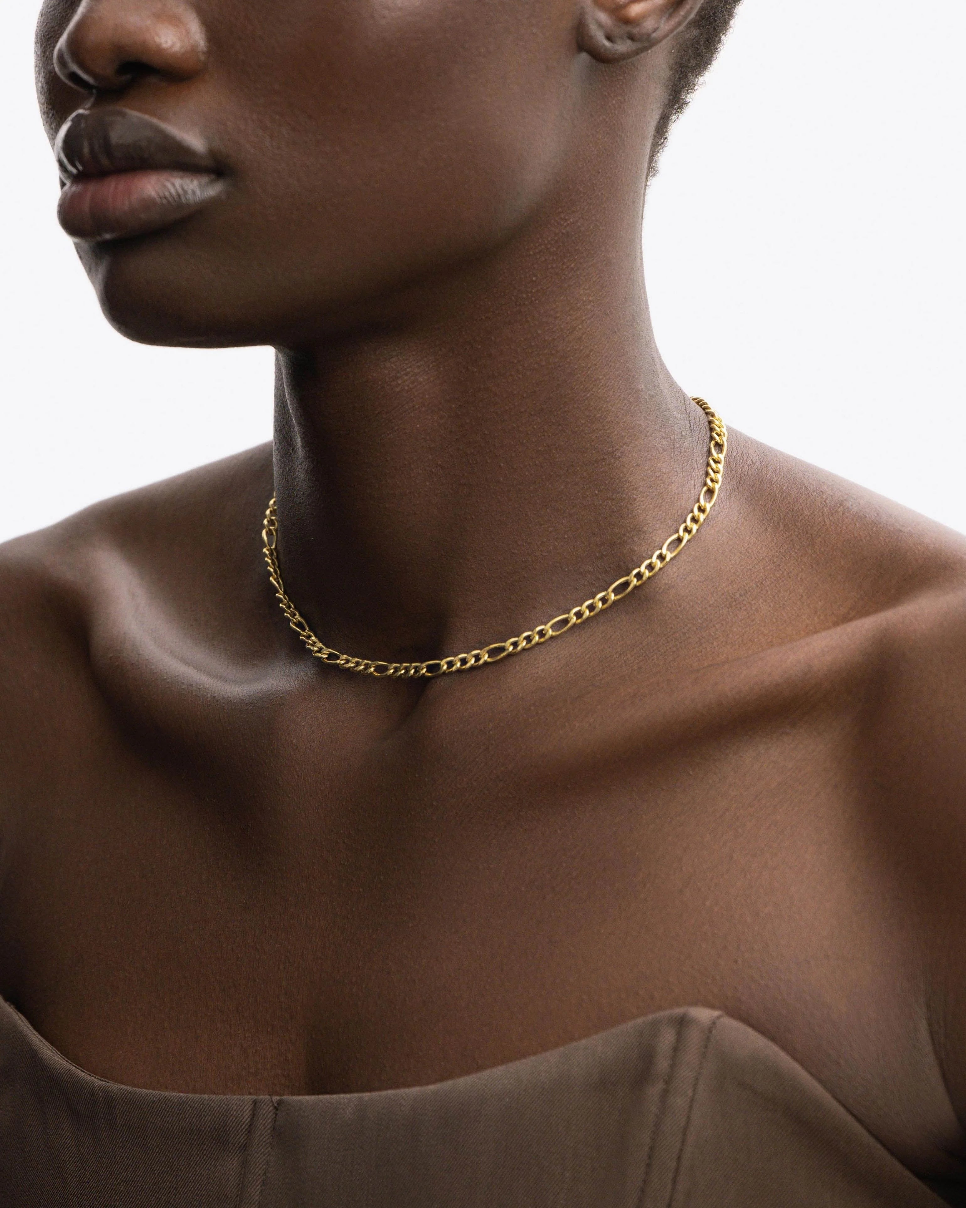 Monte Carlo Figaro Chain Choker Necklace in 18K Gold Vermeil by Handiora