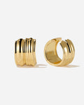 Orsay Chunky Huggie Hoops in 18K Gold Vermeil with Grooved Finish by Handiora