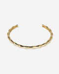 Bamboo Sculptural Cuff Bracelet with Genuine White Topaz in 18K Gold Vermeil by Handiora