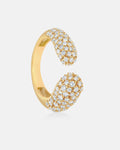 Infinite Grace Open Sculptural Ring with Pavé Diamonds in 18K Yellow Gold by Handiora