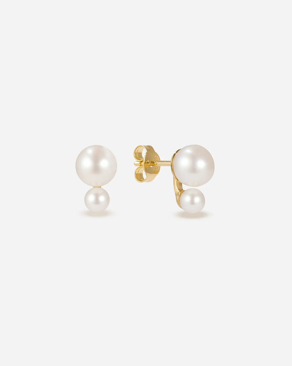 Lavandou Double Freshwater Pearl Stud Earrings in 18K Gold Vermeil by Handiora