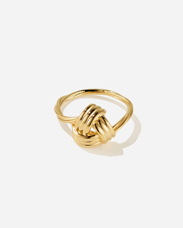 Aria Twisted Knot Triple Band Ring in 18K Gold Vermeil by Handiora