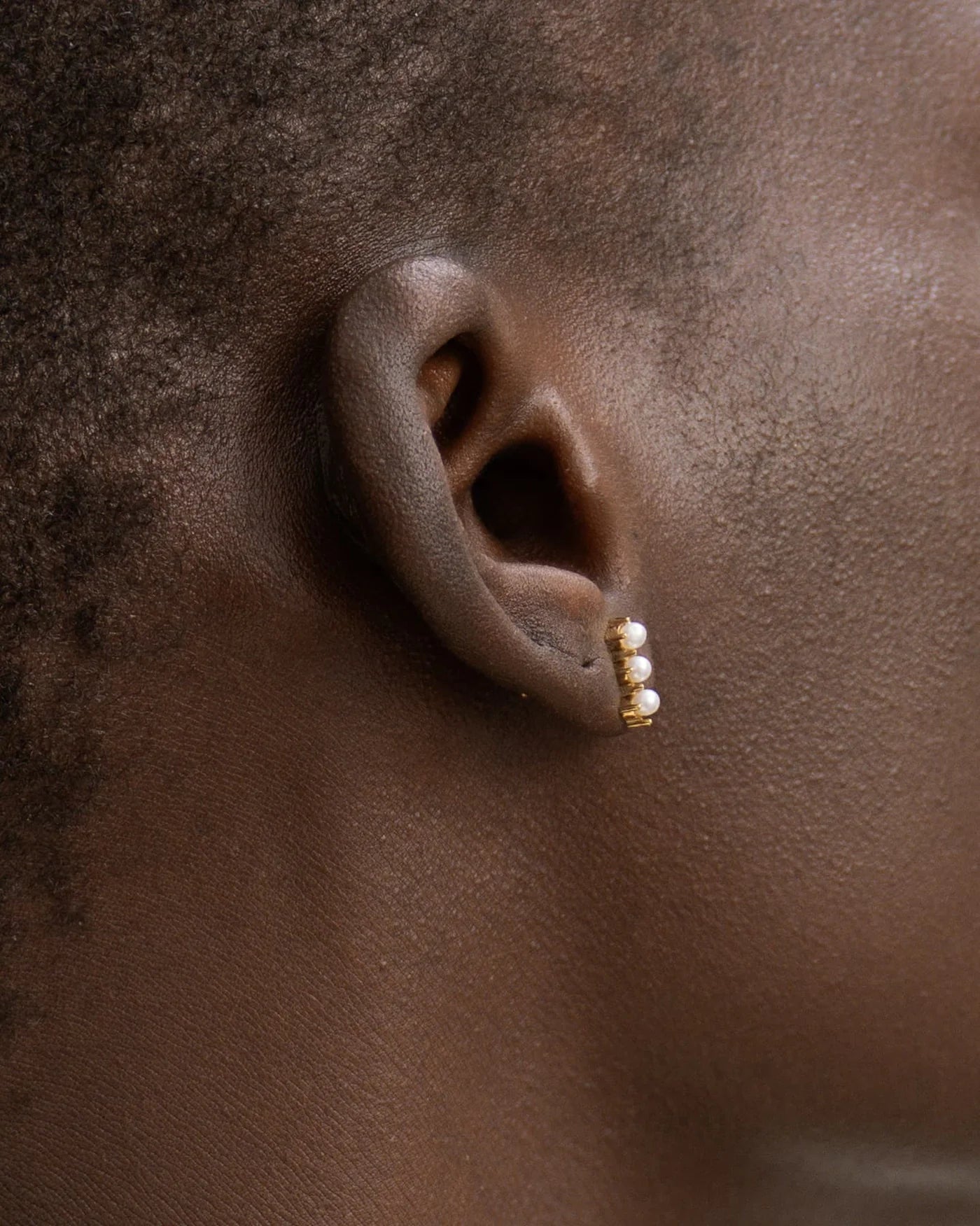 Rochelle Triple Freshwater Pearl Stud Earrings in 18K Gold Vermeil by Handiora
