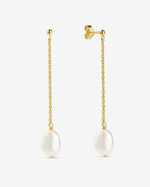 Toulon Rope Chain Drop Earrings with Freshwater Pearls in 18K Gold Vermeil by Handiora