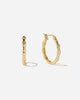Bamboo Texture Hoop Earrings in 18K Gold Vermeil with White Topaz by Handiora