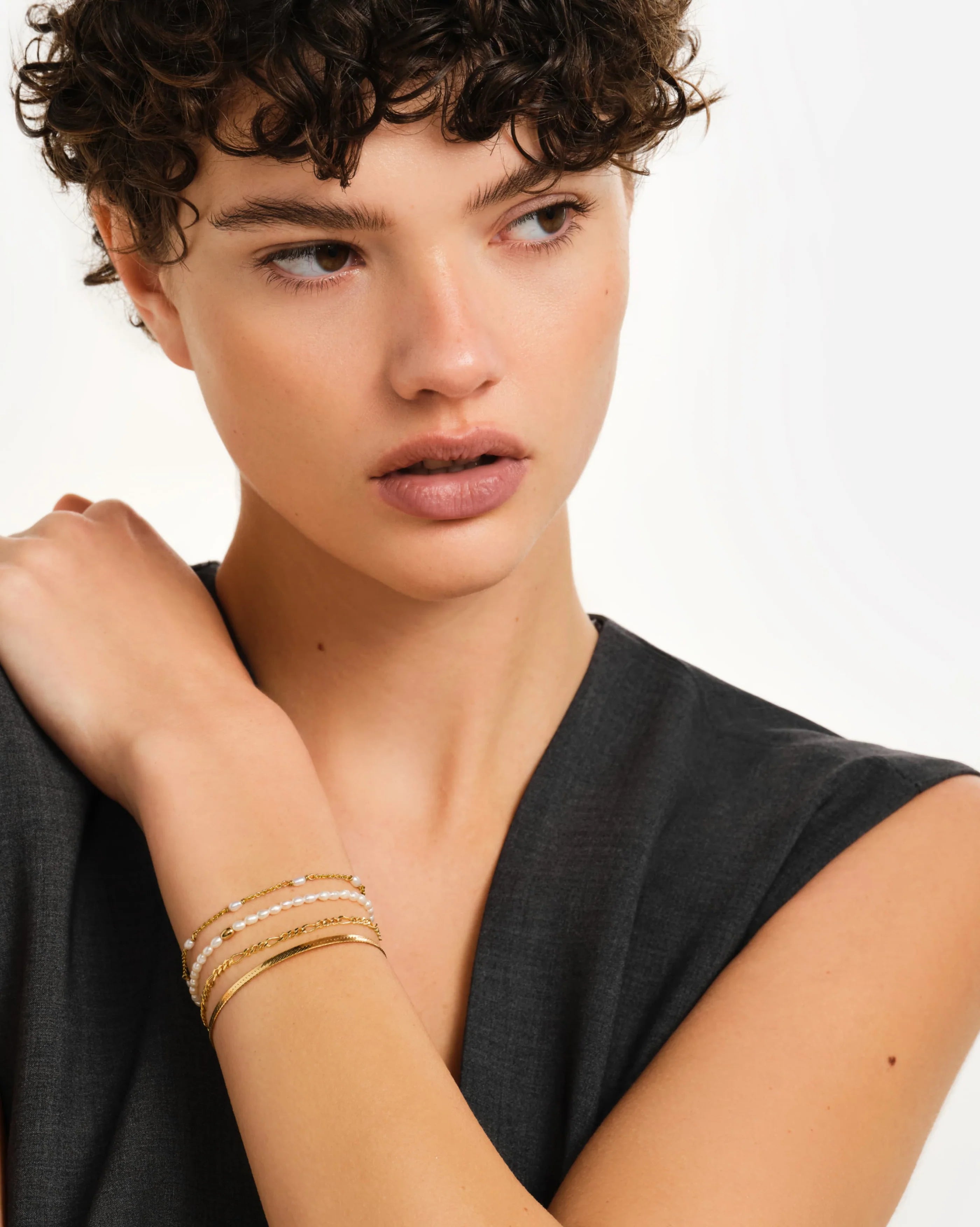 Monti Sleek Snake Chain Fluid Bracelet in 18K Gold Vermeil by Handiora