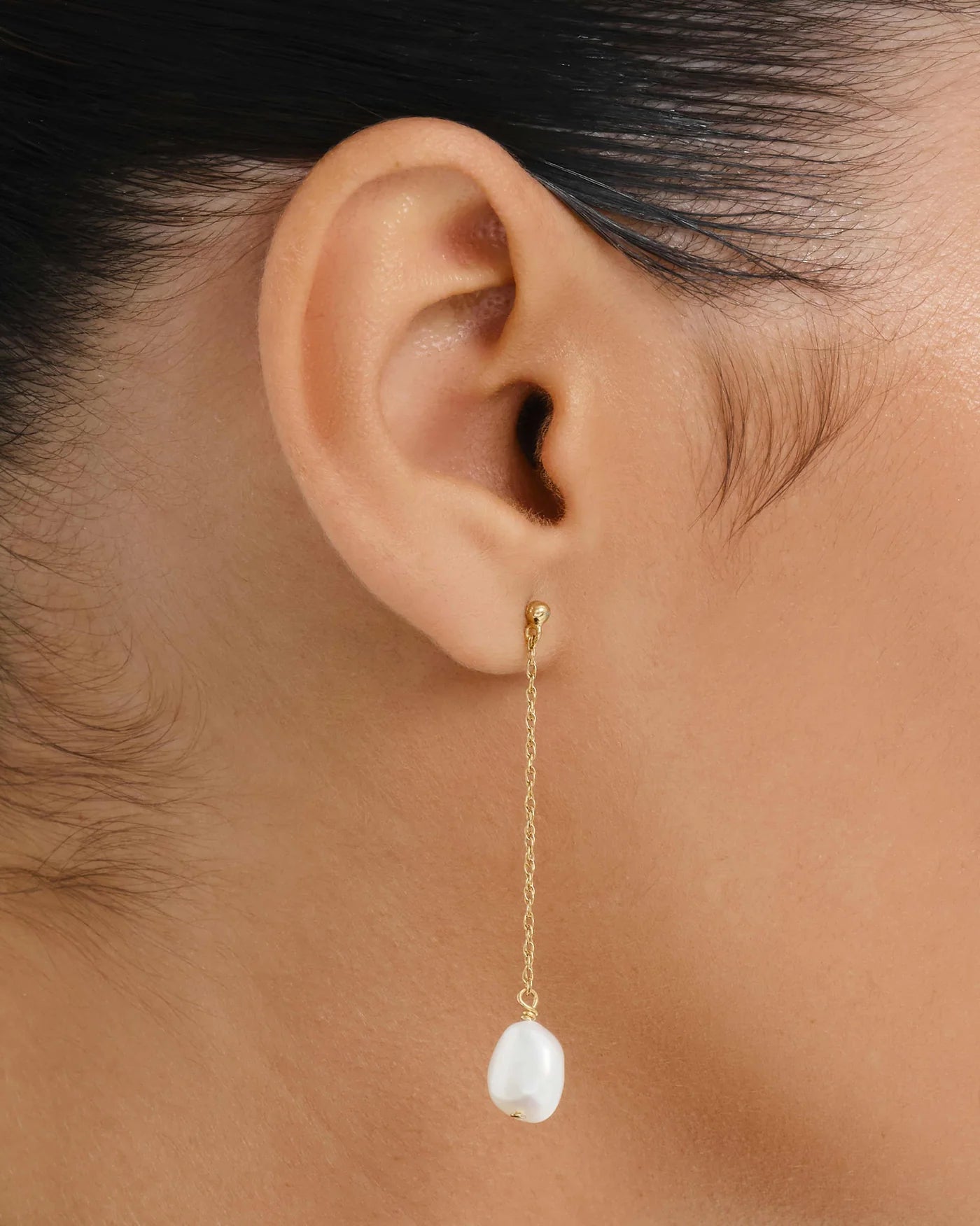 Toulon Rope Chain Drop Earrings with Freshwater Pearls in 18K Gold Vermeil by Handiora