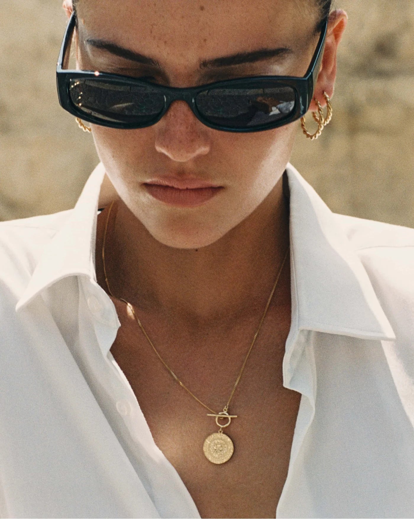 Venice Lucky Star Inscribed Coin Pendant Necklace in 18K Gold Vermeil by Handiora