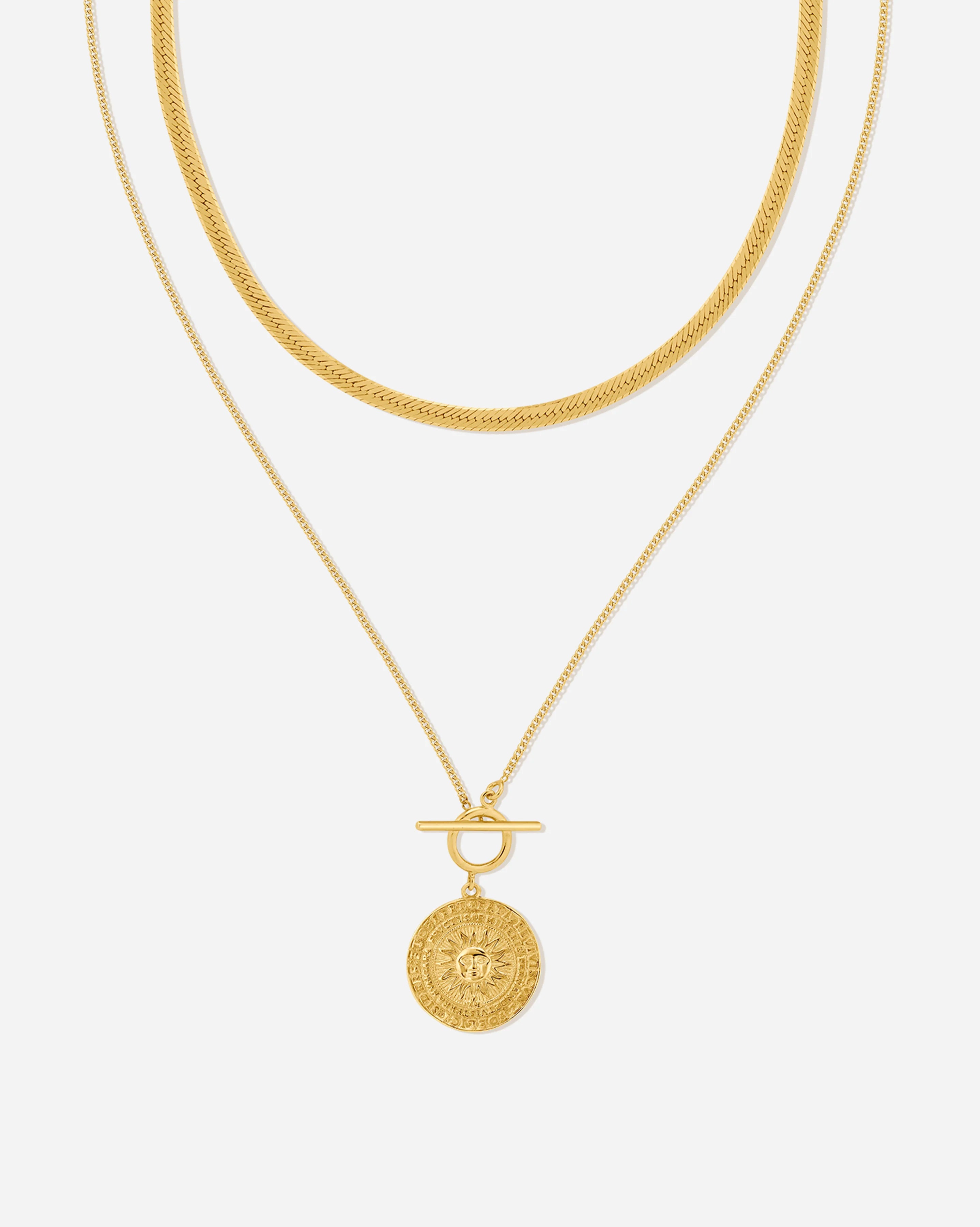 Vici Layering Set with Monti Choker and Venice Coin Necklace in 18K Gold Vermeil by Handiora