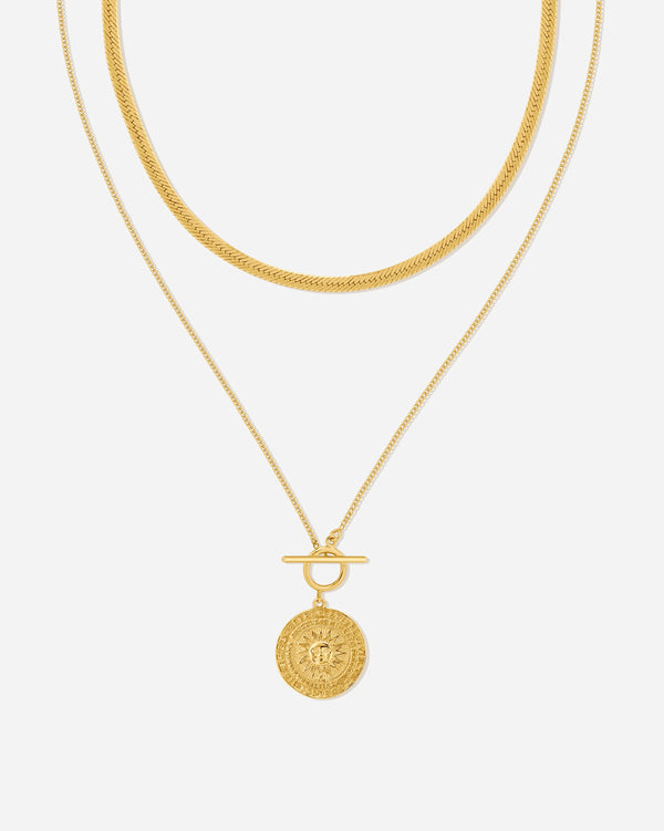Vici Layering Set with Monti Choker and Venice Coin Necklace in 18K Gold Vermeil by Handiora