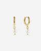 Chamonix Mini Hoop Earrings with Freshwater Pearl in 18K Gold Vermeil by Handiora