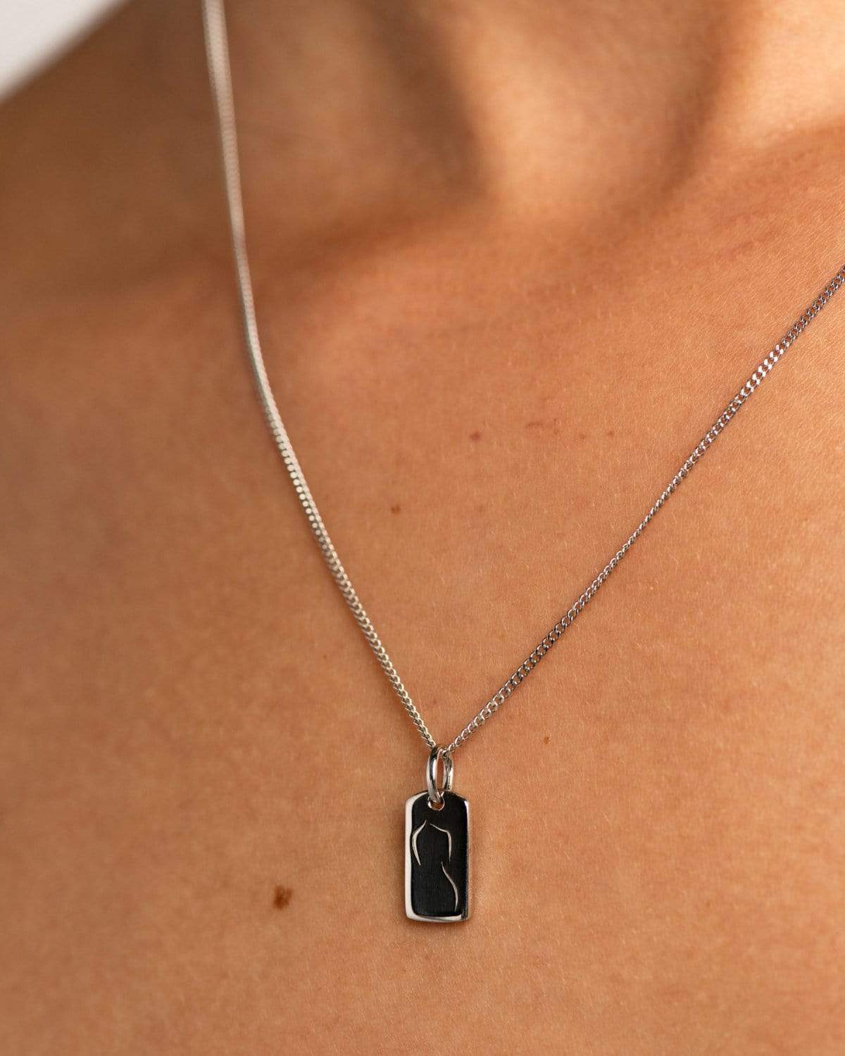 Florence Mini White Topaz Reversible Necklace in 925 Sterling Silver by Handiora