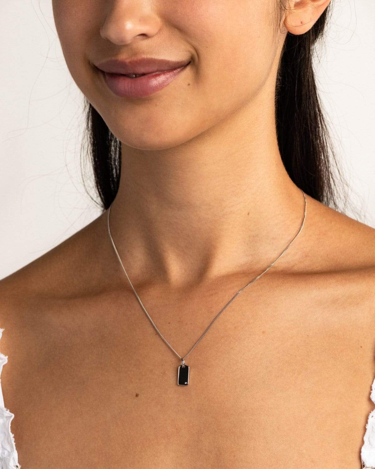 Florence Mini White Topaz Reversible Necklace in 925 Sterling Silver by Handiora