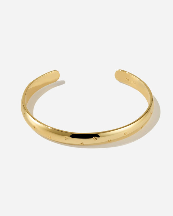 Liguria Engraved Star Logo Cuff Bracelet in 18K Gold Vermeil by Handiora