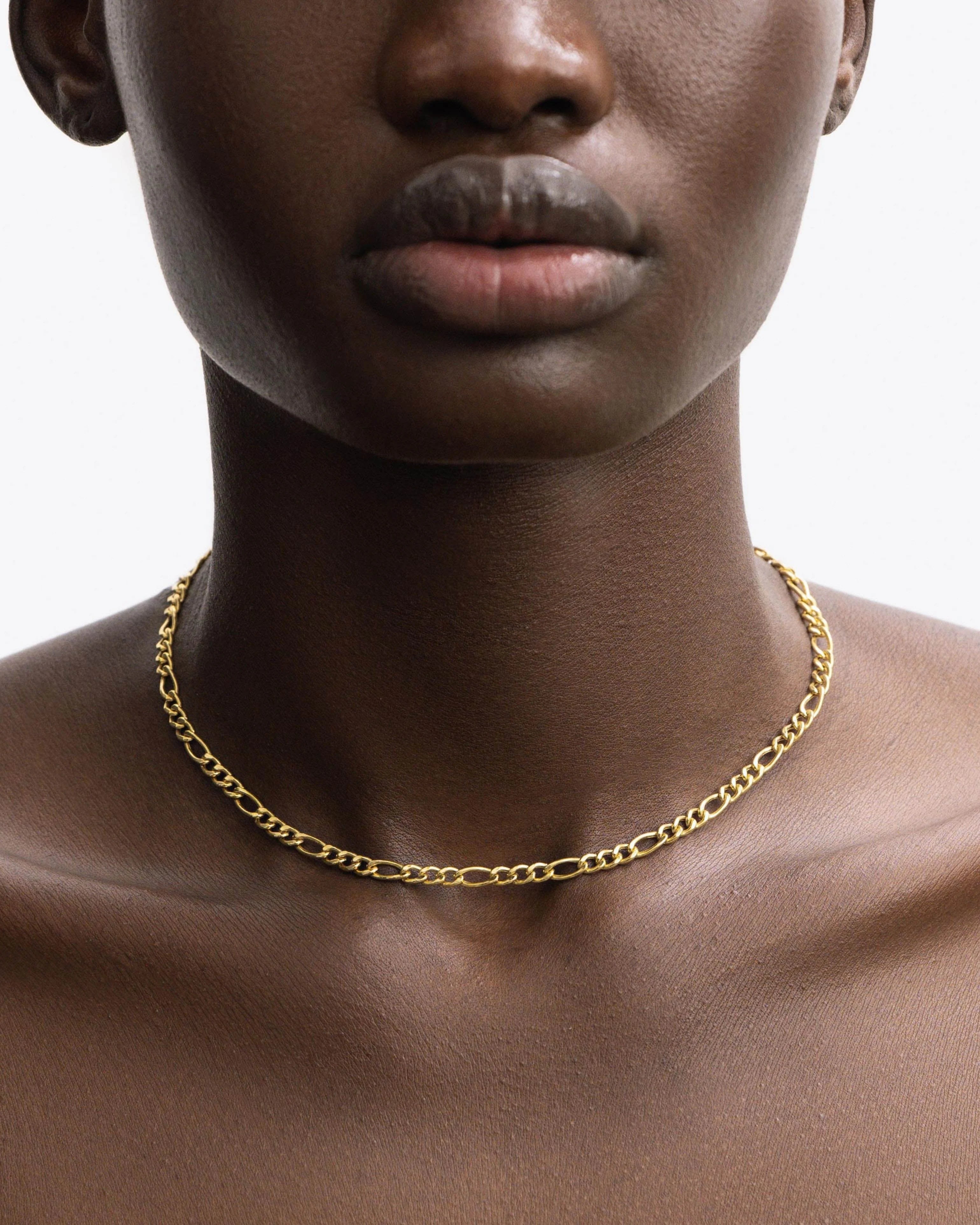 Monte Carlo Figaro Chain Choker Necklace in 18K Gold Vermeil by Handiora