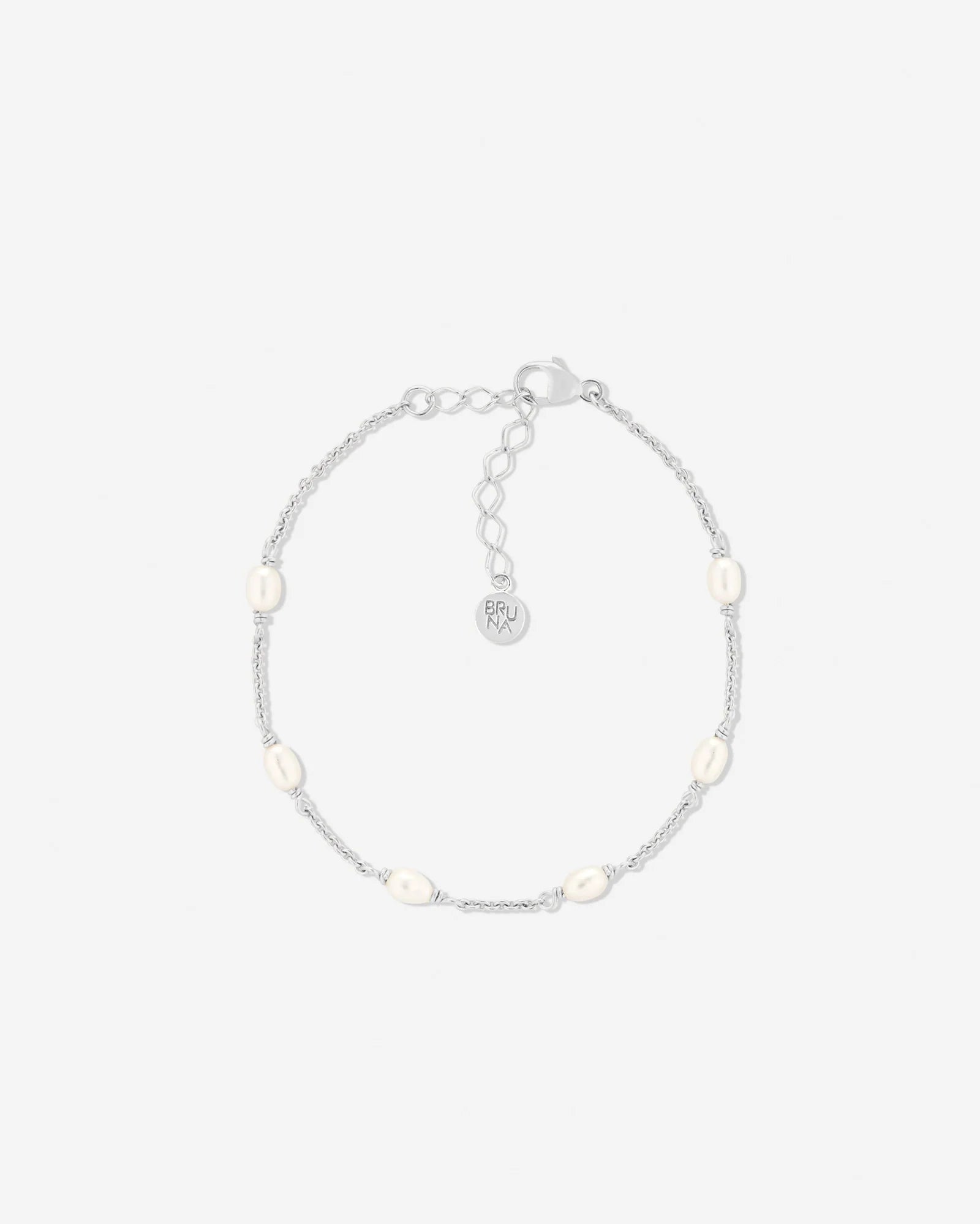 Portofino Delicate Freshwater Pearl Chain Bracelet in 925 Sterling Silver by Handiora