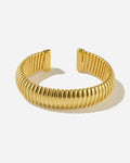 Turin Bold Ridged Cuff Bracelet in 18K Gold Vermeil by Handiora