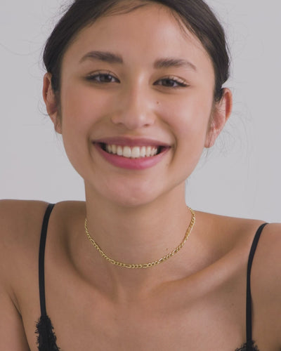 Monte Carlo Figaro Chain Choker Necklace in 18K Gold Vermeil by Handiora
